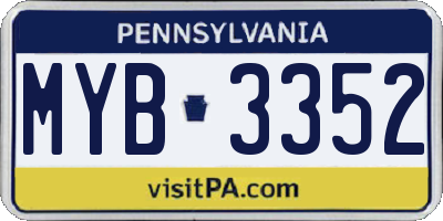 PA license plate MYB3352