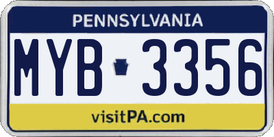 PA license plate MYB3356