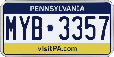 PA license plate MYB3357
