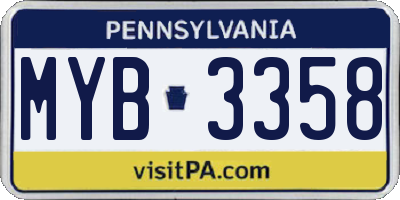 PA license plate MYB3358