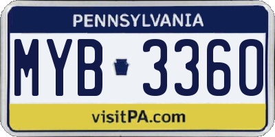 PA license plate MYB3360