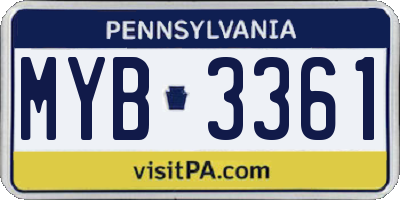 PA license plate MYB3361