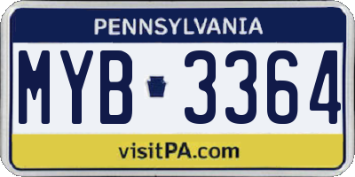 PA license plate MYB3364