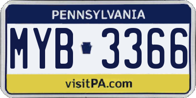 PA license plate MYB3366