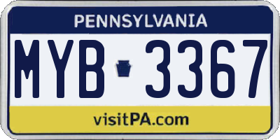 PA license plate MYB3367