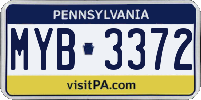 PA license plate MYB3372