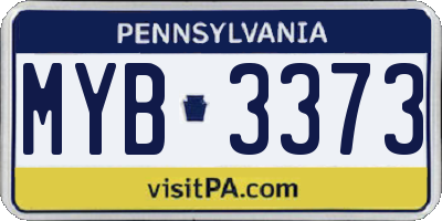 PA license plate MYB3373