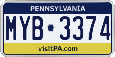 PA license plate MYB3374