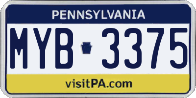 PA license plate MYB3375