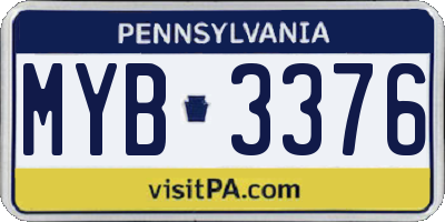 PA license plate MYB3376