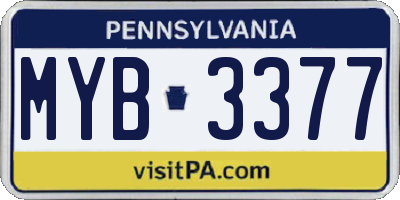 PA license plate MYB3377