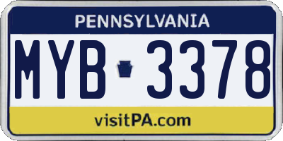 PA license plate MYB3378