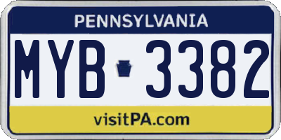 PA license plate MYB3382