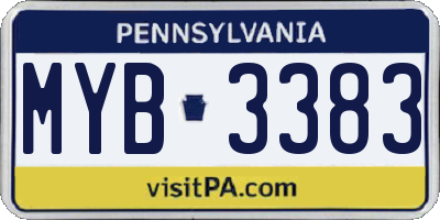 PA license plate MYB3383