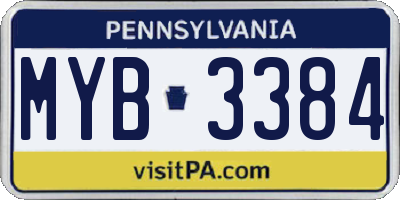 PA license plate MYB3384