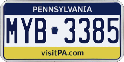 PA license plate MYB3385