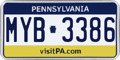 PA license plate MYB3386