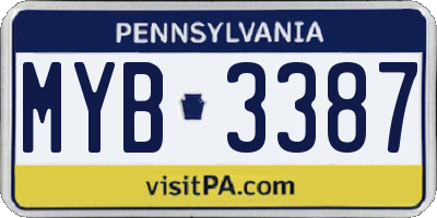 PA license plate MYB3387