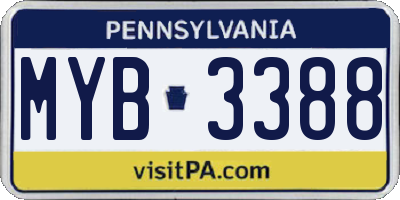 PA license plate MYB3388