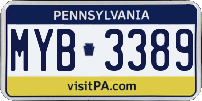 PA license plate MYB3389