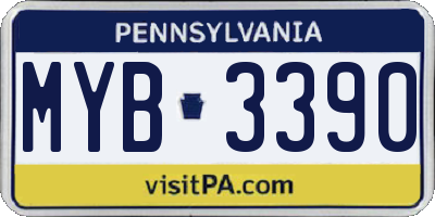 PA license plate MYB3390