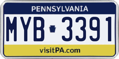 PA license plate MYB3391
