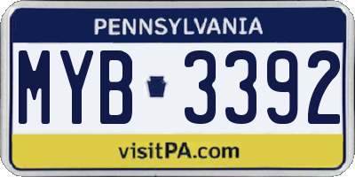 PA license plate MYB3392
