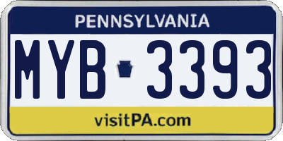 PA license plate MYB3393