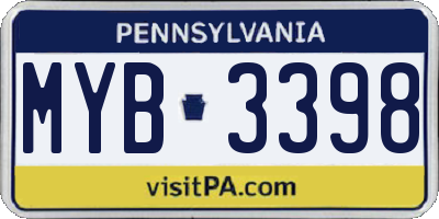 PA license plate MYB3398