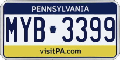 PA license plate MYB3399