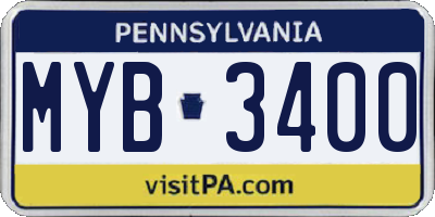 PA license plate MYB3400