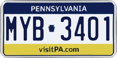 PA license plate MYB3401