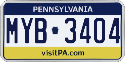 PA license plate MYB3404