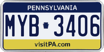 PA license plate MYB3406