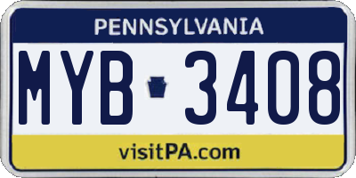 PA license plate MYB3408