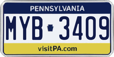 PA license plate MYB3409