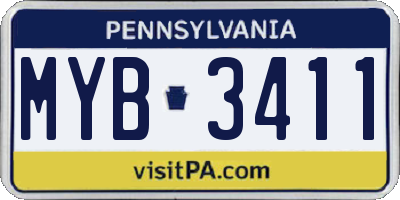 PA license plate MYB3411