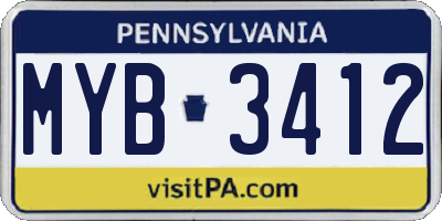 PA license plate MYB3412