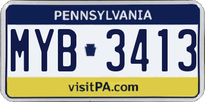 PA license plate MYB3413