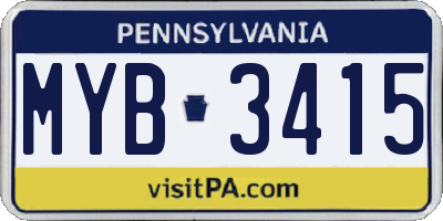 PA license plate MYB3415