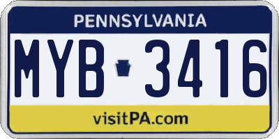 PA license plate MYB3416
