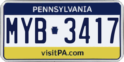 PA license plate MYB3417