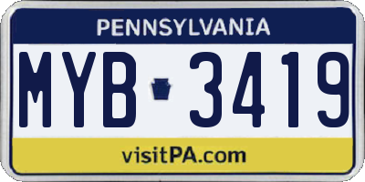 PA license plate MYB3419