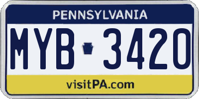 PA license plate MYB3420