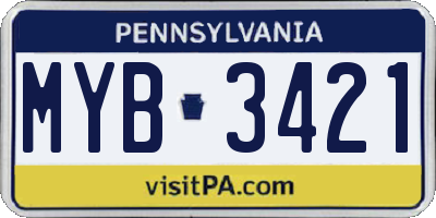 PA license plate MYB3421