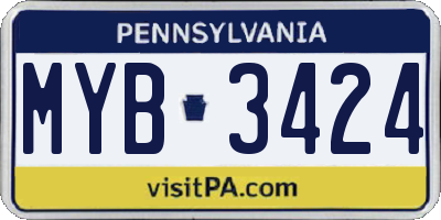 PA license plate MYB3424