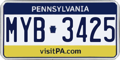 PA license plate MYB3425