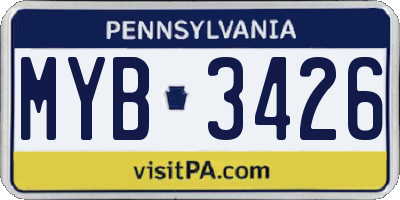 PA license plate MYB3426