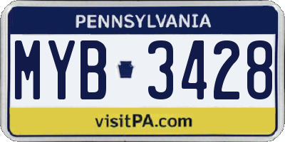 PA license plate MYB3428