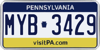 PA license plate MYB3429